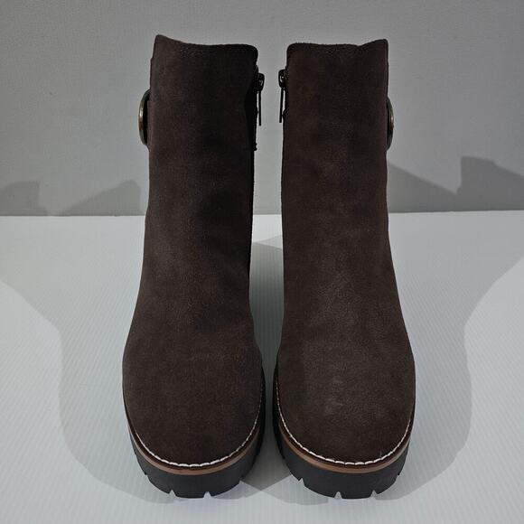 NEW Blondo Dakota Ankle Bootie Womens 11 Java Brown Suede Moto Buckle Waterproof - Picture 5 of 13